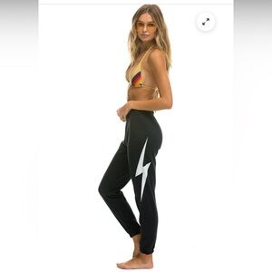 Aviator Nation sweatPants with White Lightning Bolt